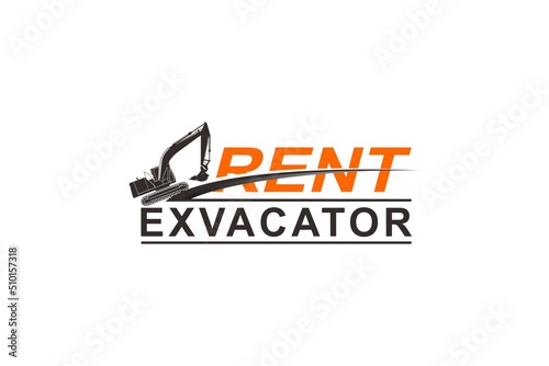Excavator construction logo design, excavator logo element heavy equipment work. transportation vehicle mining.