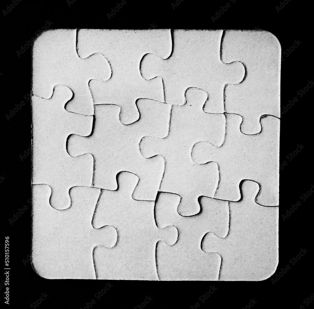 White carton jigsaw puzzle pattern isolated full background. isolated on  black background. grey jigsaw puzzle pattern. Stock Photo | Adobe Stock