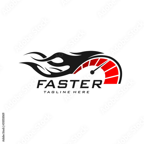 fire speedometer logo vector template illustration