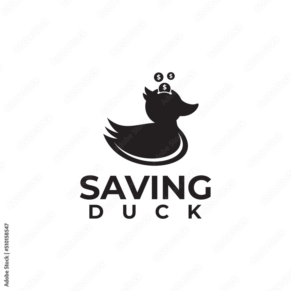 Duck savings money logo design Duck savings money logo design