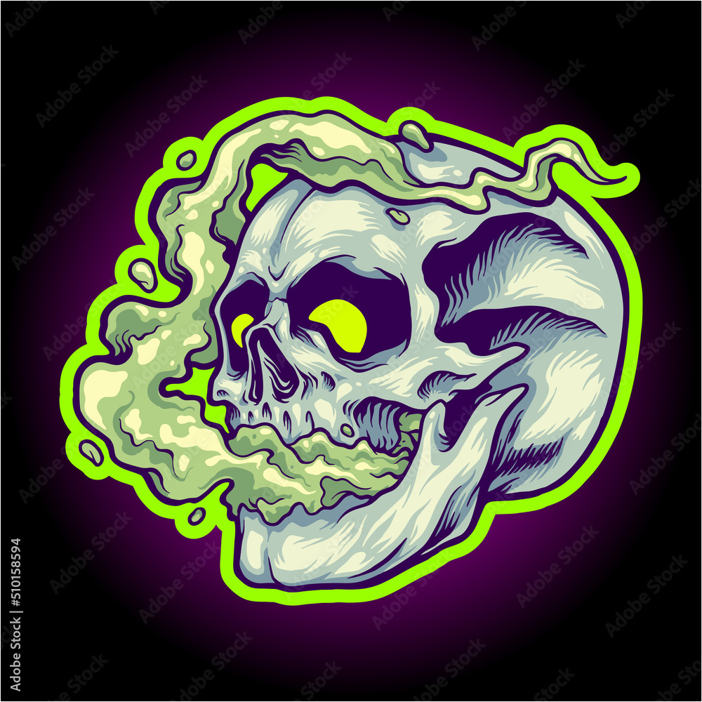 Stone skull with smoke weed Cannabis Cartoon Vector illustrations for ...