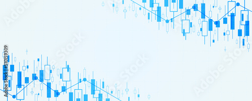 Abstract Business chart with forex graph of finance market in blue color background