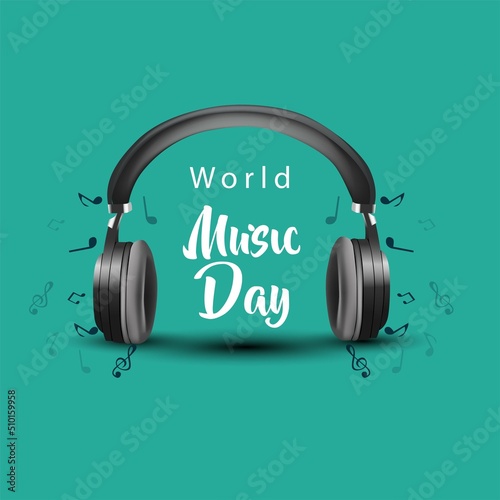 international music day with headphones. vector illustration design