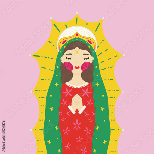 Colorful queen minimal Mexico religious illustration photo