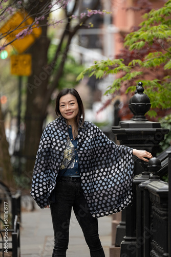 Mature woman in her neighborhood