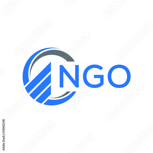 NGO Flat accounting logo design on white background. NGO creative initials Growth graph letter logo concept. NGO business finance logo design.