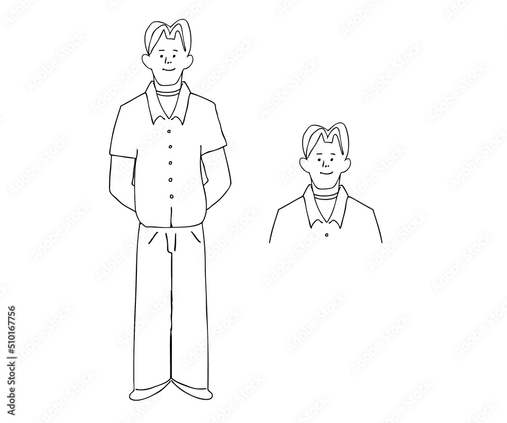 モノクロ男性全身と上半身 モノクロ男性全身と上半身