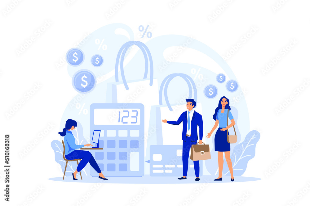 Cashier concept. Worker behind the cashier counter in the supermarket