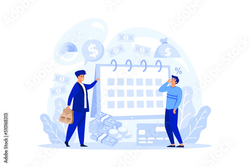 Encashment or collector concept. Money collecting and transporation. Professional truck security in bulletproof uniform. flat design modern illustration