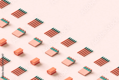 pink office supplies covering half of the frame