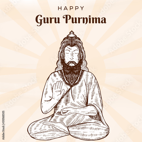 hand drawn guru purnima illustration