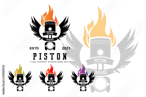 piston logo vector, vehicle workshop illustration design, car or motorcycle