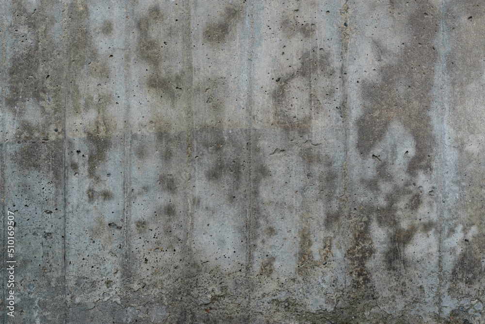 Texture of old reinforced concrete surface. Flat reinforced concrete surface with traces of wooden formwork, covered with dark spots, background, high resolution. Texture of old reinforced concrete surface. Flat reinforced concrete surface with traces of wooden formwork, covered with dark spots, background, high resolution.