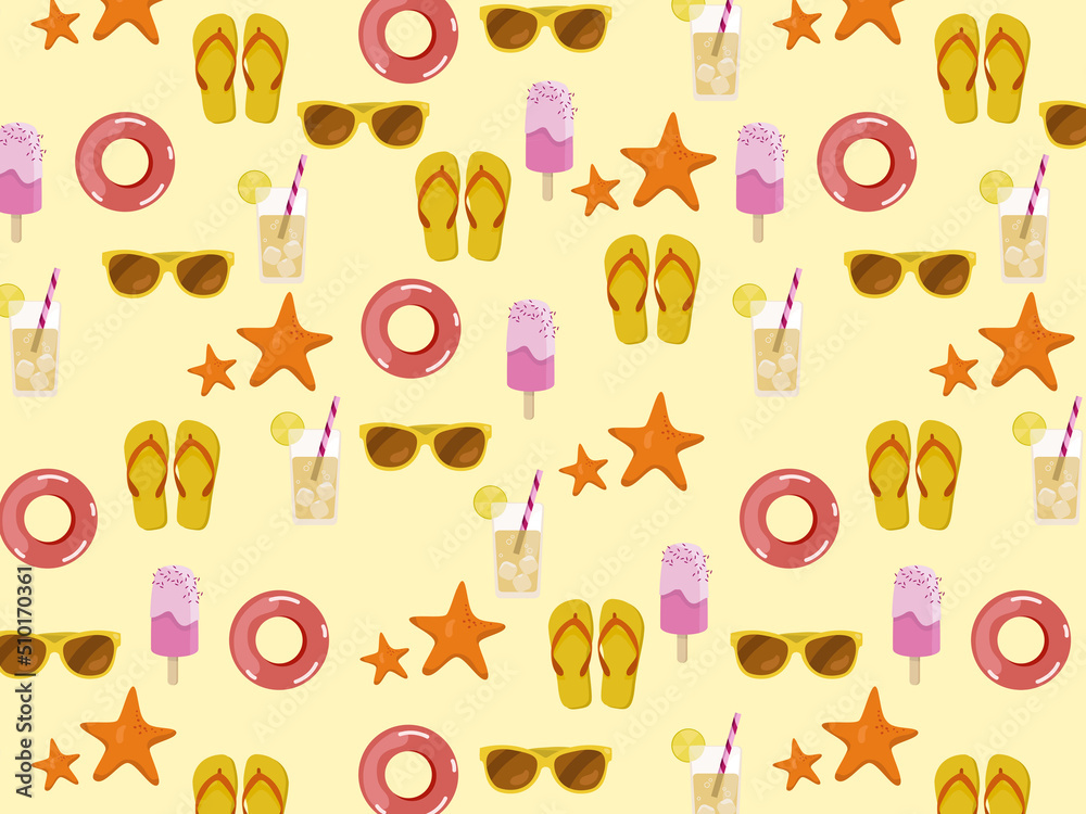 Pattern of various summer symbols