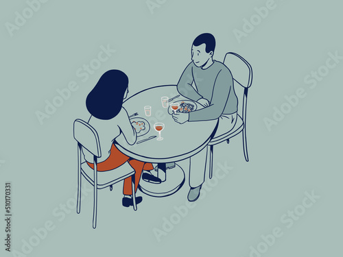 Couple having romantic dinner in restaurant photo