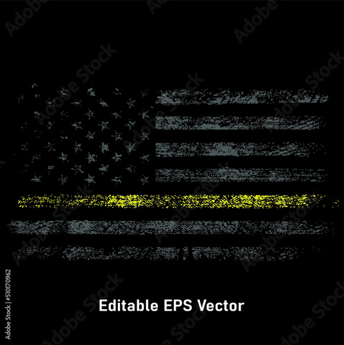 Thin Yellow Line Flag Emergency Dispatchers Flag T-Shirt Vector, Dispatcher Shirt, 911 dispatcher Tee dispatch SVG, distressed flag SVG, dispatcher shirt,