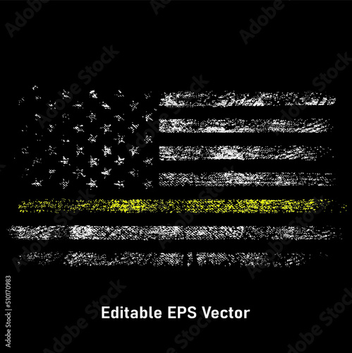 Thin Yellow Line Flag Emergency Dispatchers Flag T-Shirt Vector, Dispatcher Shirt, 911 dispatcher Tee dispatch SVG, distressed flag SVG, dispatcher shirt,