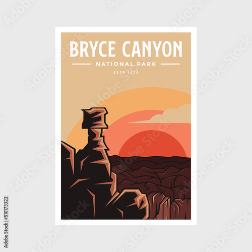 Fotografie, Obraz Bryce Canyon National Park poster vector illustration design