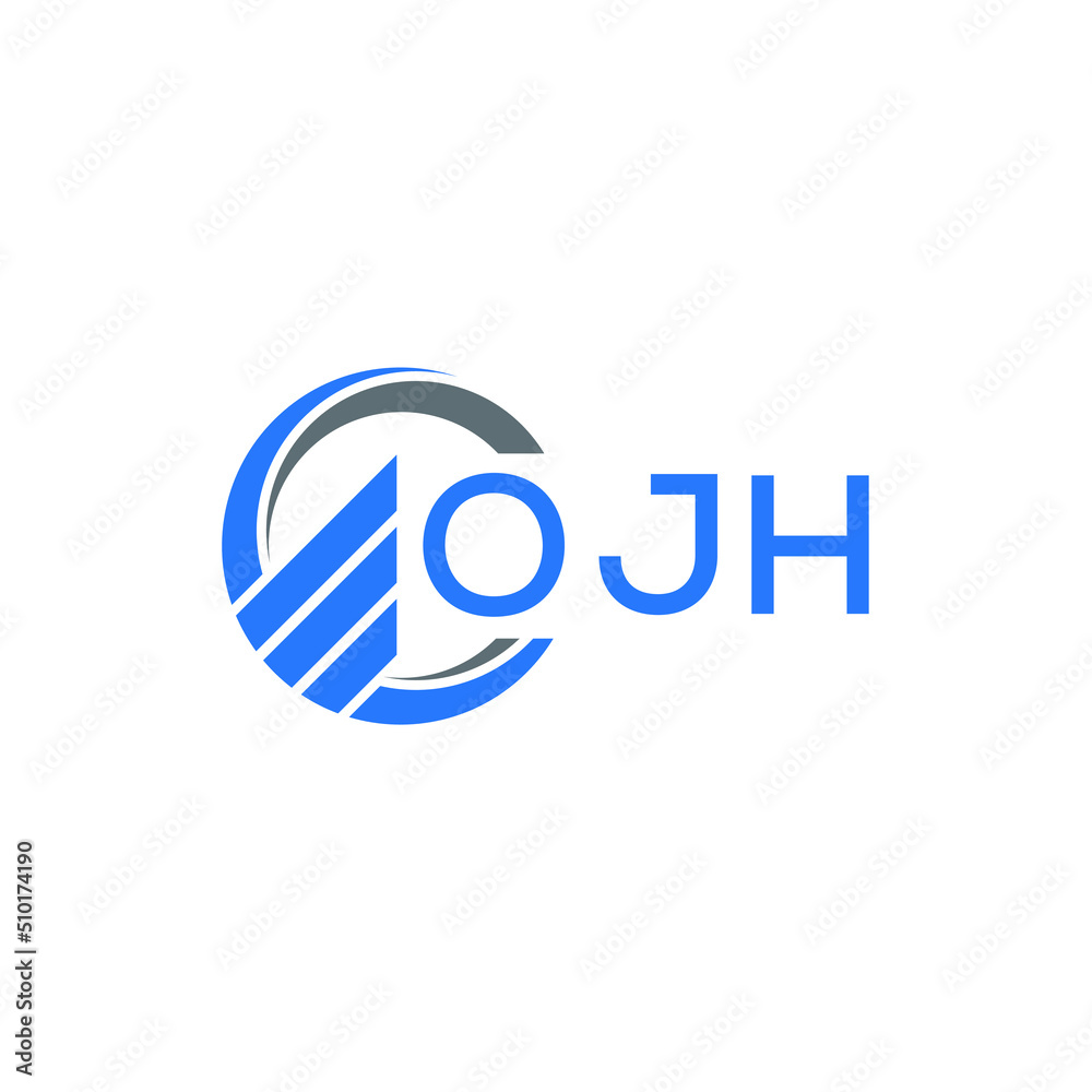 OJH Flat accounting logo design on white  background. OJH creative initials Growth graph letter logo concept. OJH business finance logo design.