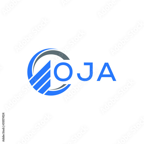OJA Flat accounting logo design on white  background. OJA creative initials Growth graph letter logo concept. OJA business finance logo design. photo