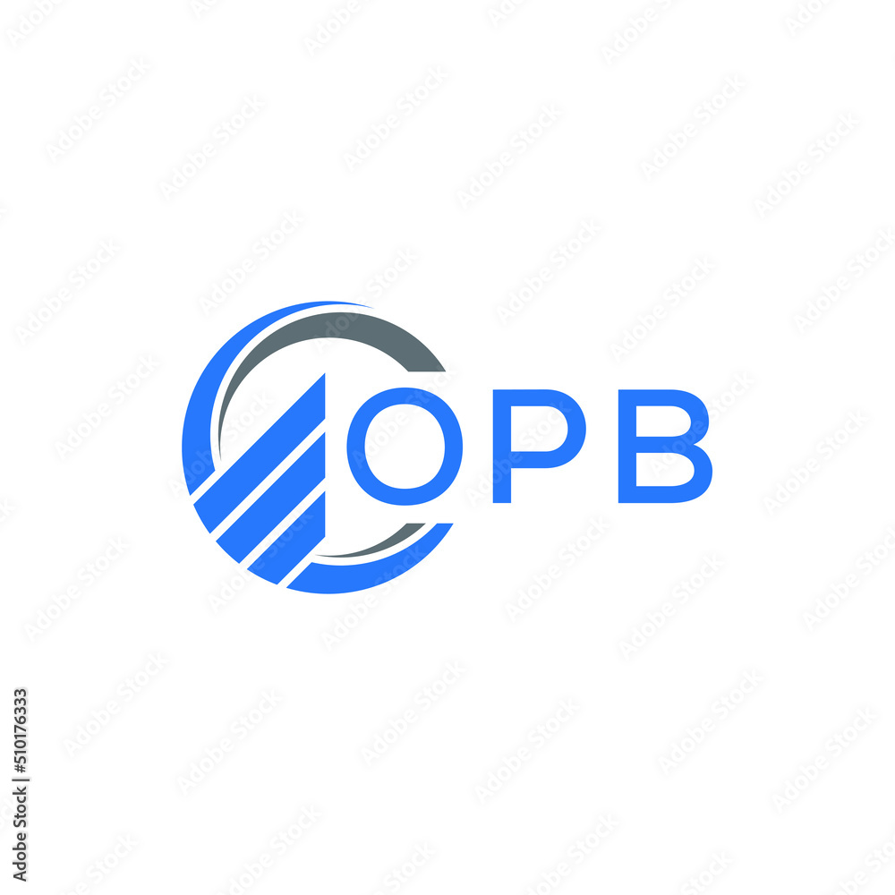 OPB Flat accounting logo design on white  background. OPB creative initials Growth graph letter logo concept. OPB business finance logo design.