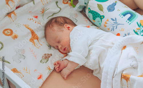 Beautiful newborn baby sleeping.
