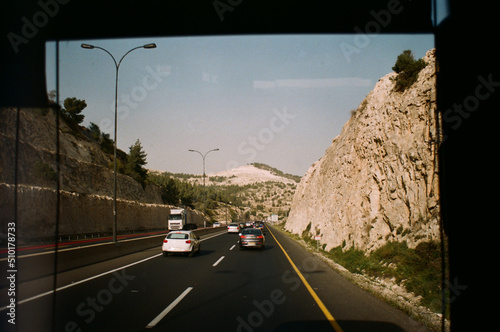 Traveling in a bus through Israel photo