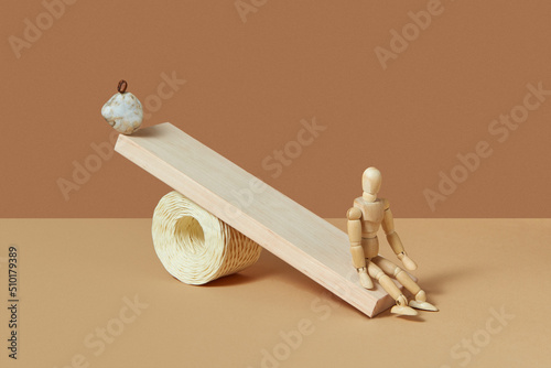 Balancing wooden swing.