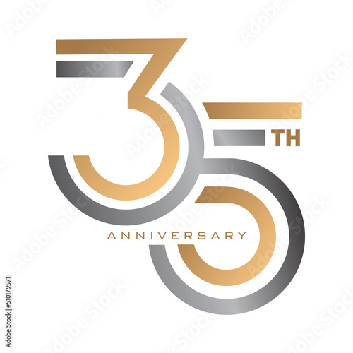 35 Years anniversary modern silver and gold logo template photo