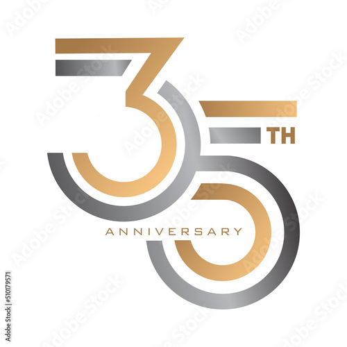 35 Years anniversary modern silver and gold logo template