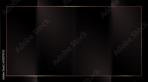 Abstract luxury black paper fold with copper frame on dark background