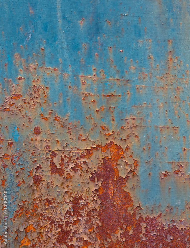 peeling blue paint over rusty metal peeling blue paint over rusty metal