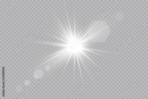 Vector transparent sun light with special glare light effect. Sun glare.