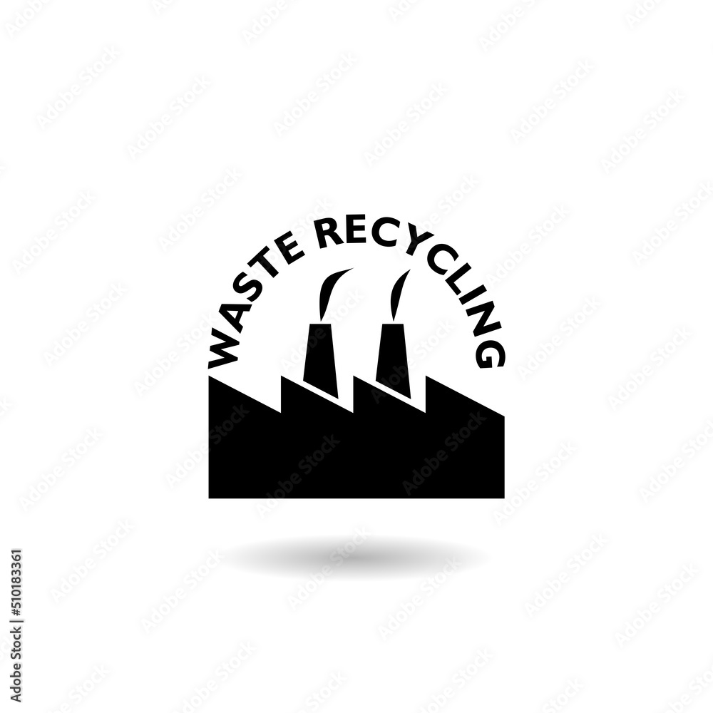Waste recycling logo with shadow