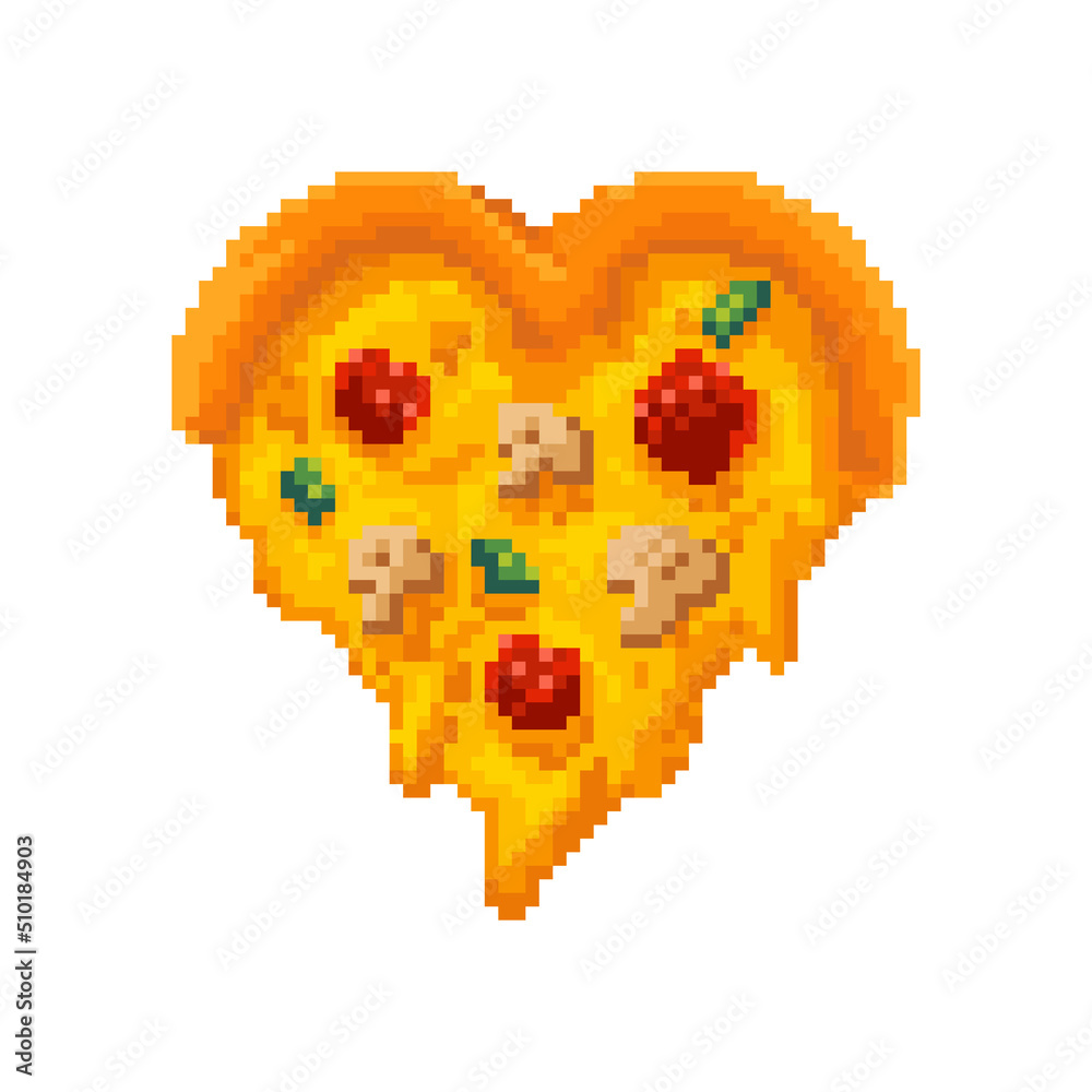 Fototapeta premium Pixel art style delicious pizza slices