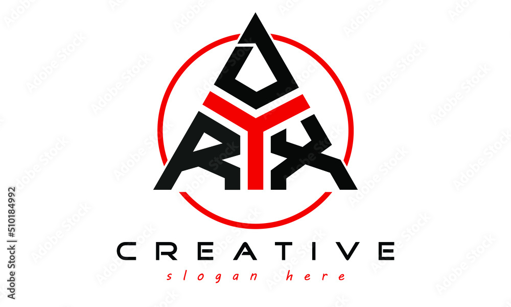 RDX three letter creative triangle shape in circle logo design vector ...