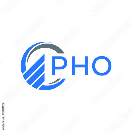 PHO Flat accounting logo design on white background. PHO creative initials Growth graph letter logo concept. PHO business finance logo design.