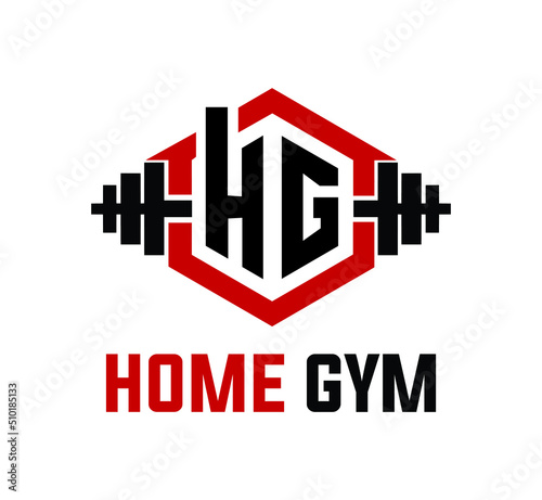 Letter HG Logo With barbell. Fitness Gym logo.