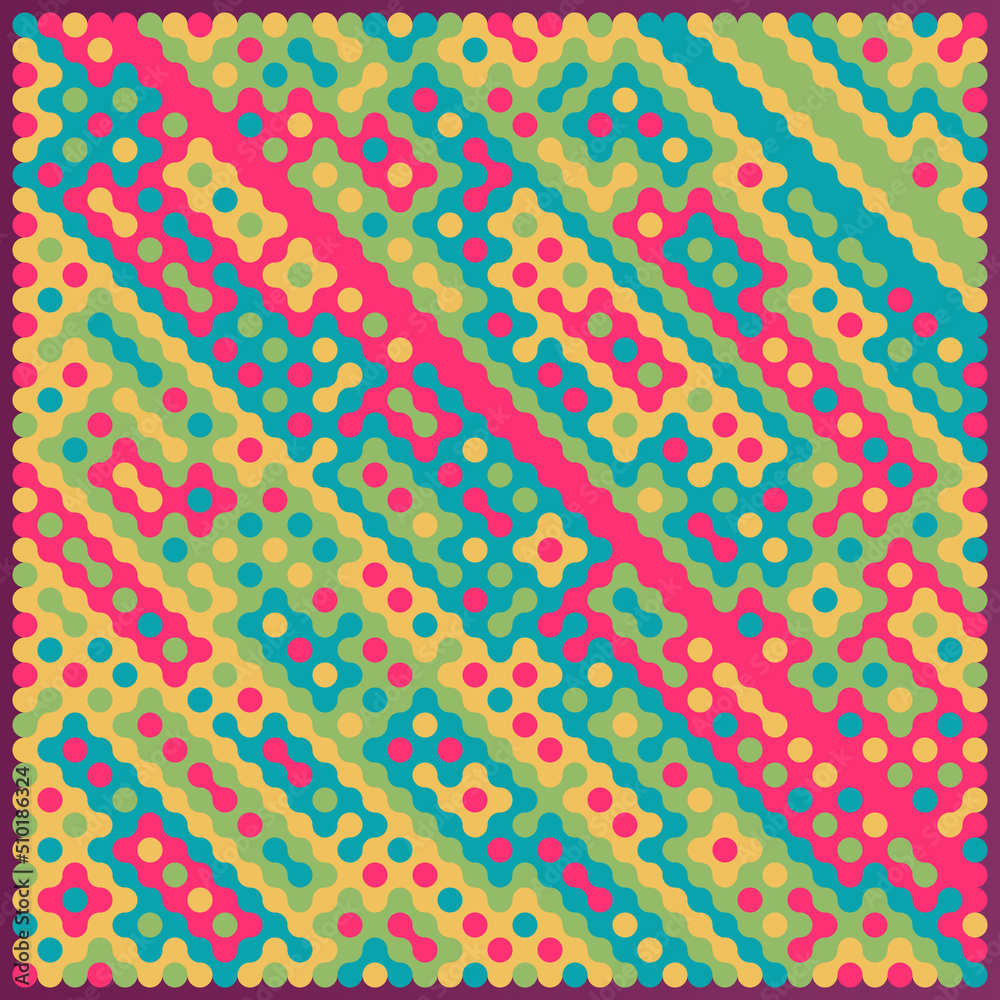 Multicolor truchet tiling connections illustration