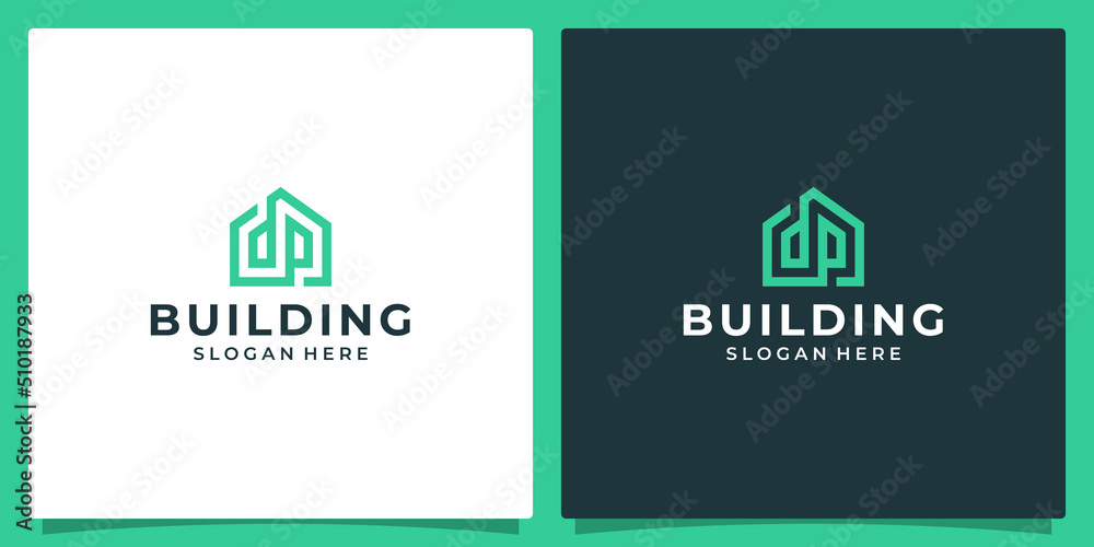 House building logo with initial letter d and b. Vector illustration graphic design in line art style. Good for brand, advertising, real estate, construction, building, and home. - obrazy, fototapety, plakaty 