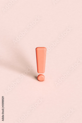 a pink exclamation point. 3d render