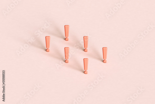 rectabgle from pink exclamation points. 3d render.