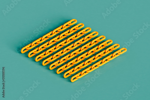 yellow chains on a blue background