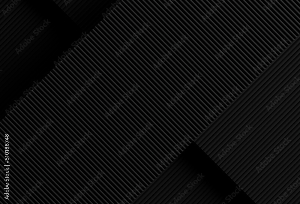 Fototapeta premium Abstract black diagonal lines and layering with copy space, 3d illustration background, 3d rendering.