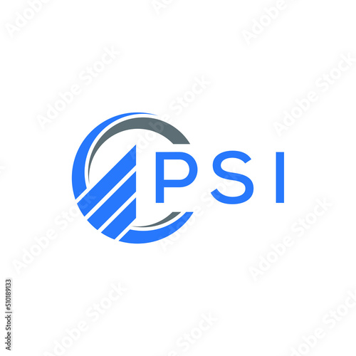 PSI Flat accounting logo design on white  background. PSI creative initials Growth graph letter logo concept. PSI business finance logo design.