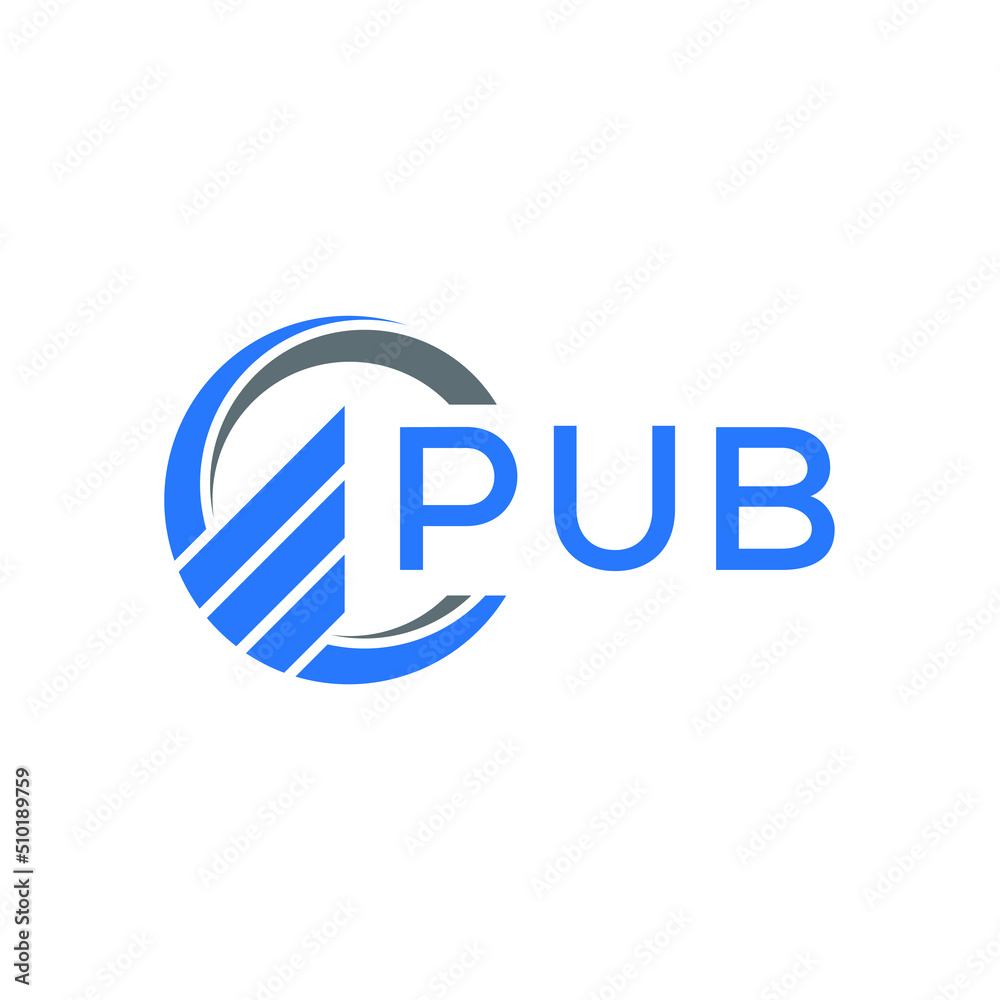 PUB Flat accounting logo design on white background. PUB creative initials Growth graph letter logo concept. PUB business finance logo design. PUB Flat accounting logo design on white background. PUB creative initials Growth graph letter logo concept. PUB business finance logo design.