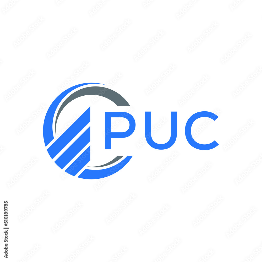 PUC Flat accounting logo design on white  background. PUC creative initials Growth graph letter logo concept. PUC business finance logo design.