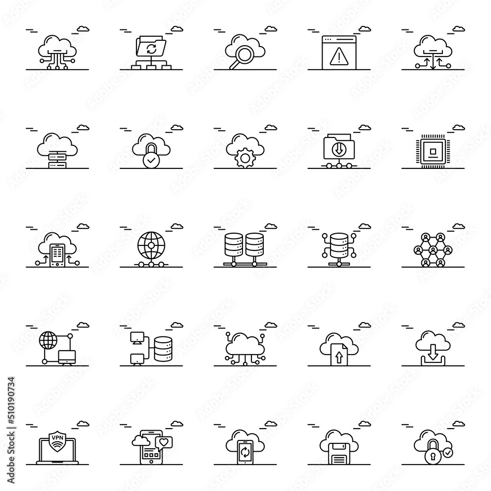 Outline icons for Digital electronics.