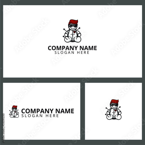 Logo set of Voodoo doll with heart and nails on a white background, vector