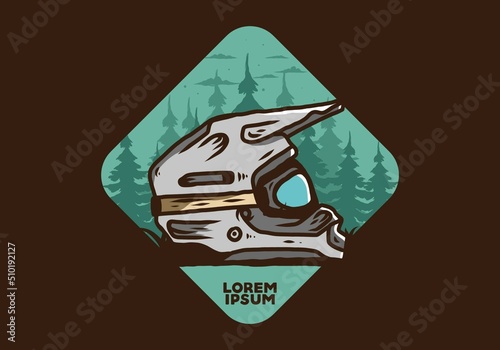 Outdoor motocross trail helmet illustration